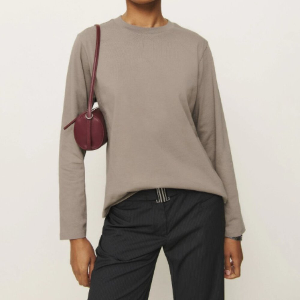 Reformation Asher Long Sleeve Tee - Taupe